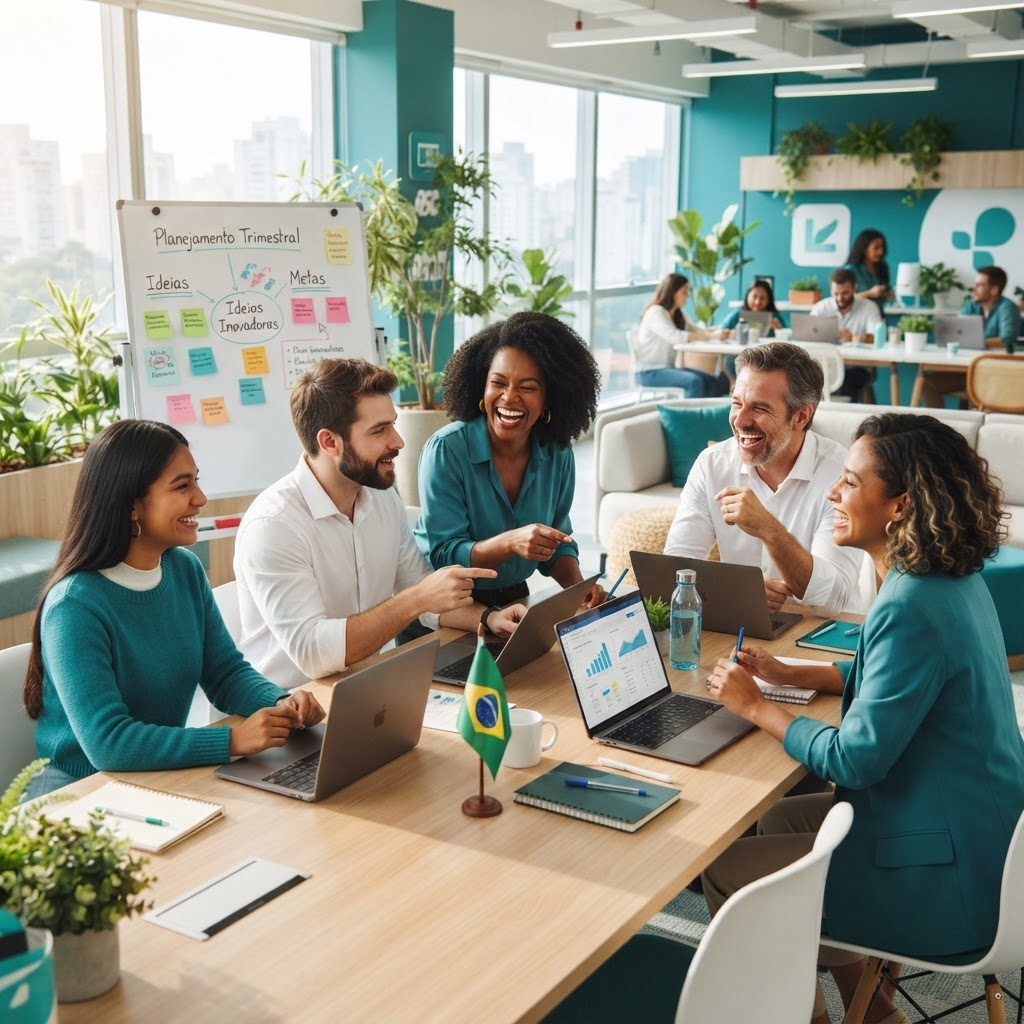 Equipe de funcionários protegida por plano de saúde empresarial